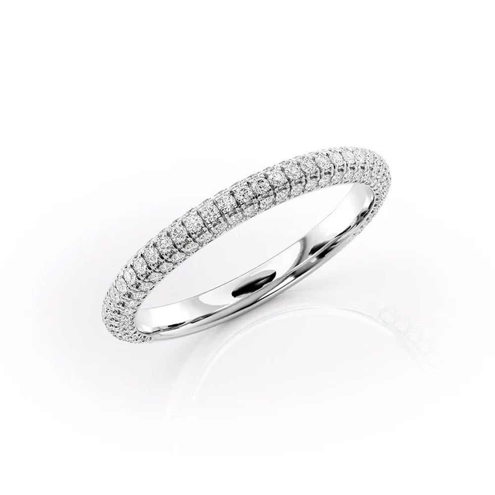 Micro Pave Round Cut Moissanite Wedding Eternity Band