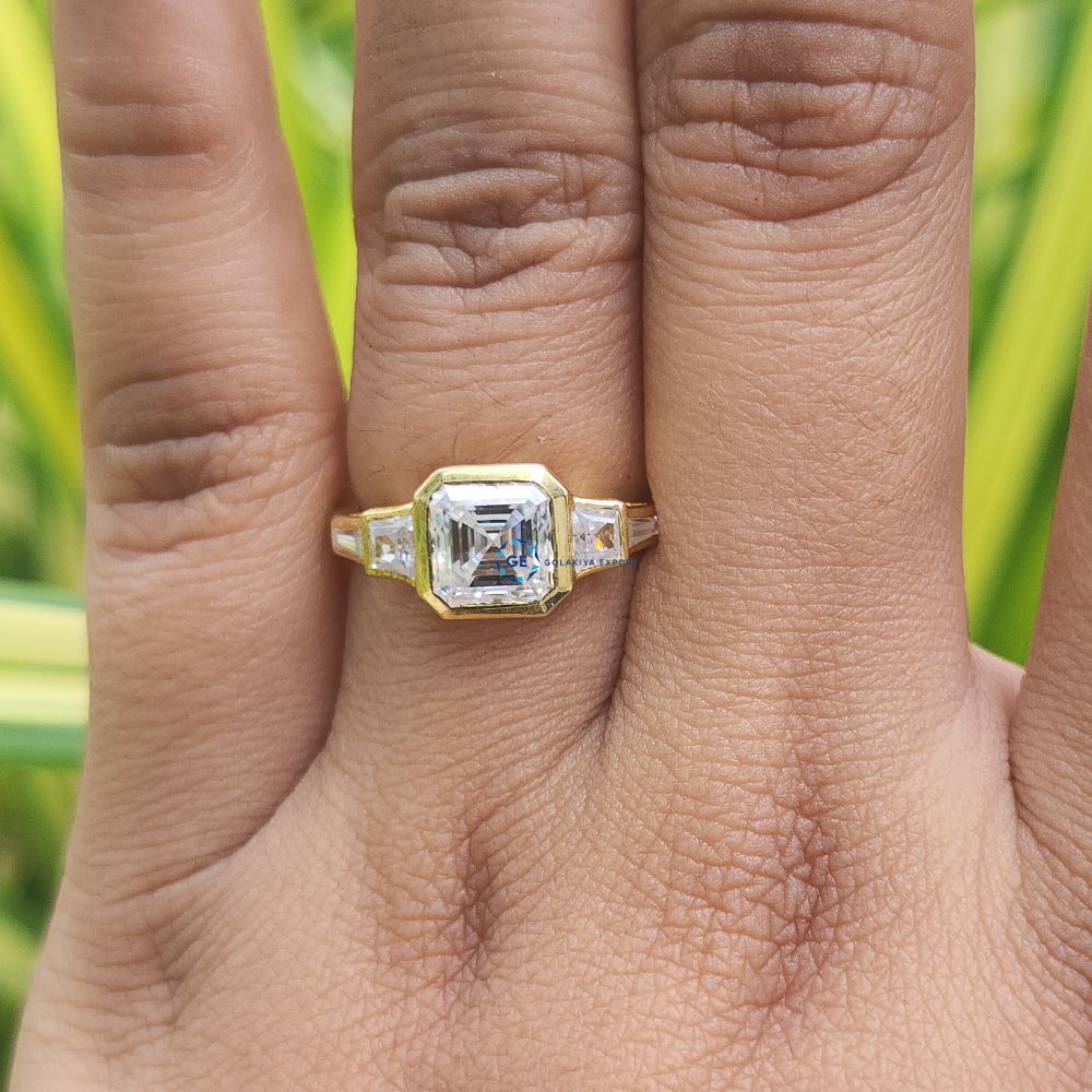 Asscher Cut Lab Grown Five Stone Ring For Women