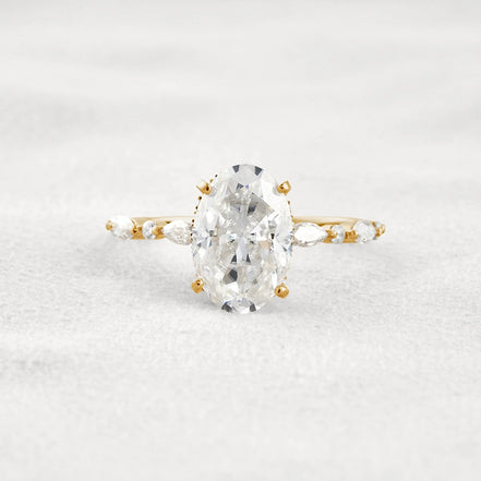 Hidden Halo Oval Moissanite Fancy Wedding Ring For Her
