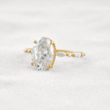 Hidden Halo Oval Moissanite Fancy Wedding Ring For Her