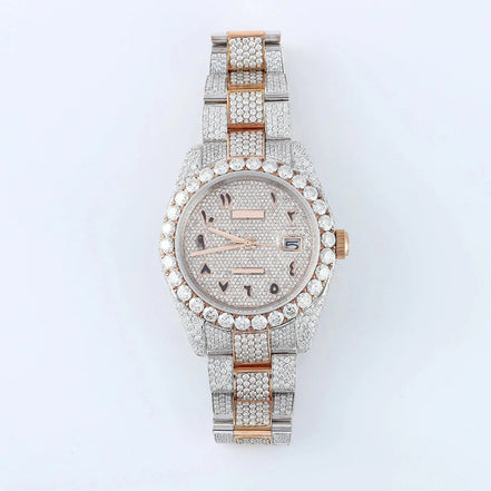 Arabic Dial Dual Tone Automatic Moissanite Watch For Men