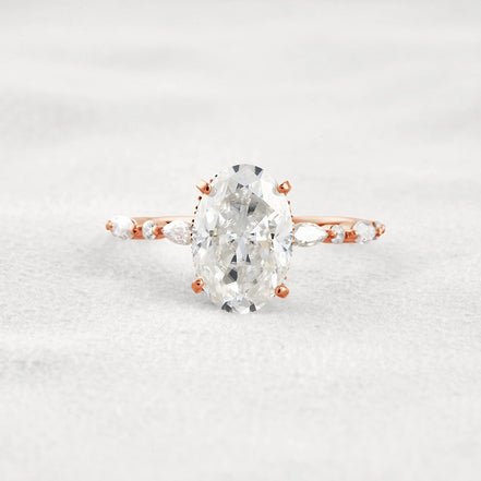 Hidden Halo Oval Moissanite Fancy Wedding Ring For Her