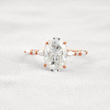 Hidden Halo Oval Moissanite Fancy Wedding Ring For Her
