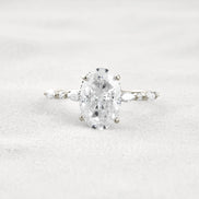 Hidden Halo Oval Moissanite Fancy Wedding Ring For Her