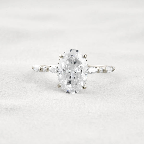 Hidden Halo Oval Moissanite Fancy Wedding Ring For Her