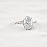 Hidden Halo Oval Moissanite Fancy Wedding Ring For Her