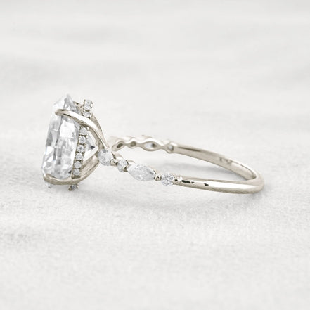 Hidden Halo Oval Moissanite Fancy Wedding Ring For Her