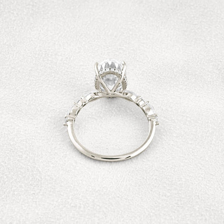 Hidden Halo Oval Moissanite Fancy Wedding Ring For Her