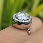 Round Cut Lab Grown Diamond Halo Engagement Ring