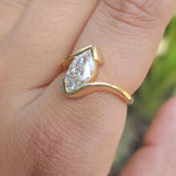 Half Bezel Set Marquise Cut Solitaire Lab Grown Diamond Ring