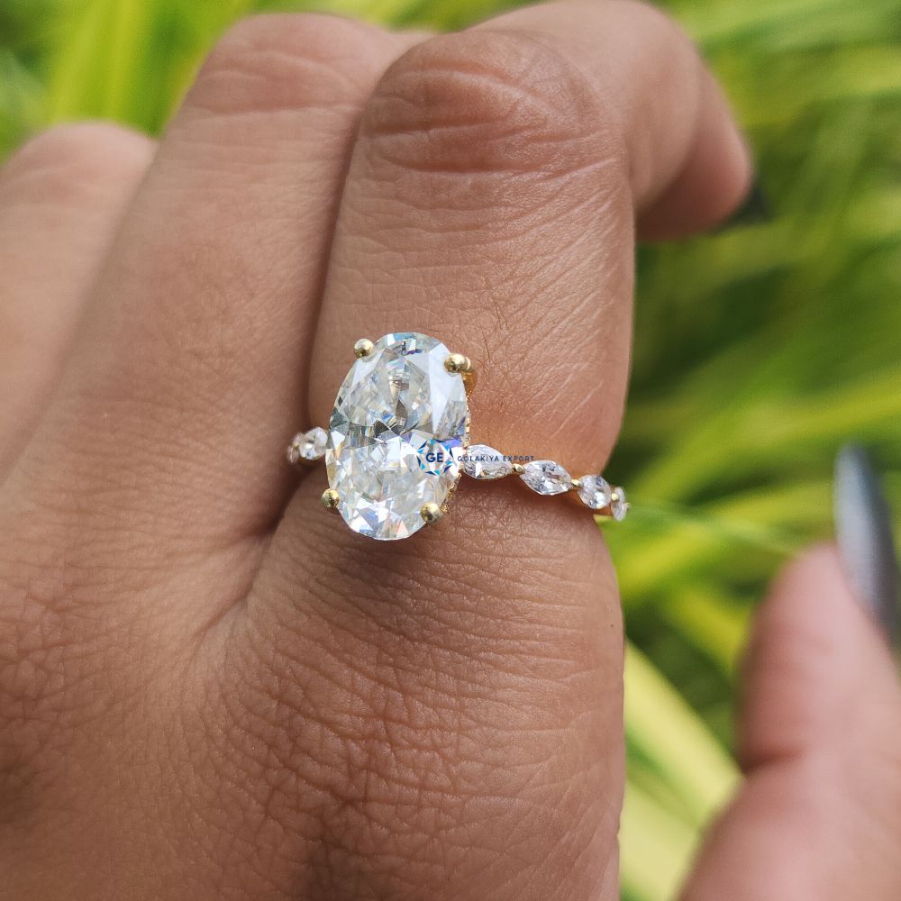 Lab Grown Oval Cut Yellow Gold Engagement Ring