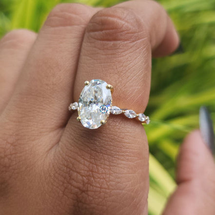 Lab Grown Oval Cut Yellow Gold Engagement Ring