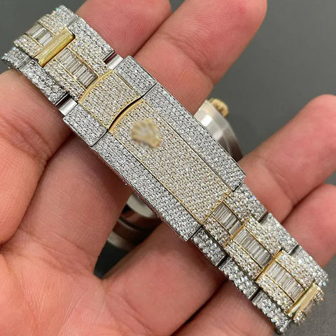 Round & Baguette Dual Tone Moissanite Men's Watch