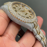 Round & Baguette Dual Tone Moissanite Men's Watch