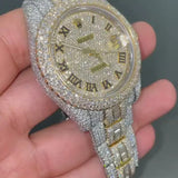Round & Baguette Dual Tone Moissanite Men's Watch