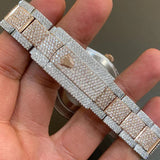Dual Tone Iced Out Moissanite Hip Hop Wrist Watch For Men's