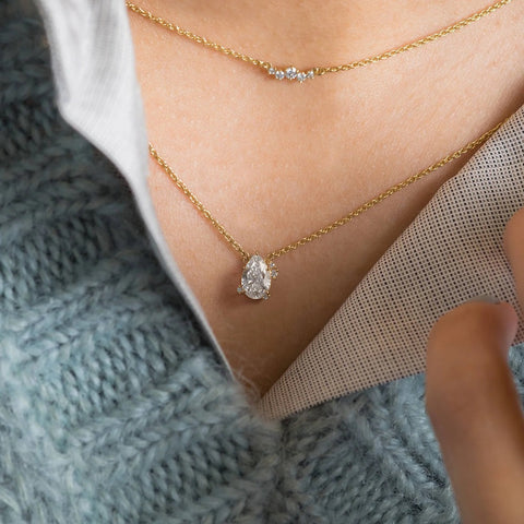 VVS1 Moissanite  Pear Cut Vintage Pendant