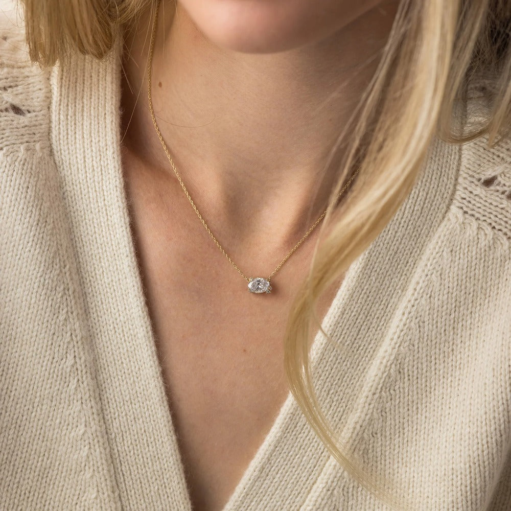 Moissanite VVS1 Oval Cut Unique Style Pendant