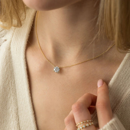 Round Cut Moissanite Colorless Vintage Pendant For Women