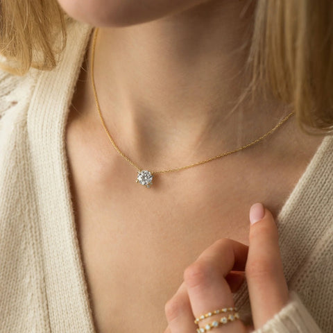 Round Cut Moissanite Colorless Vintage Pendant For Women