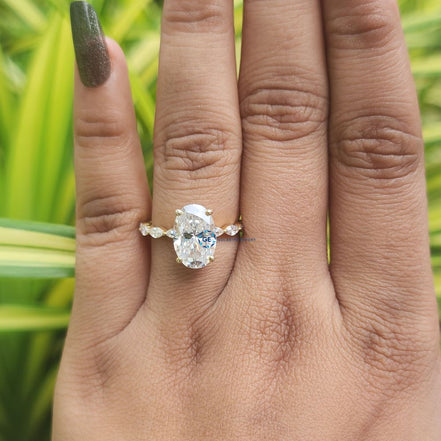 Lab Grown Oval Cut Yellow Gold Engagement Ring