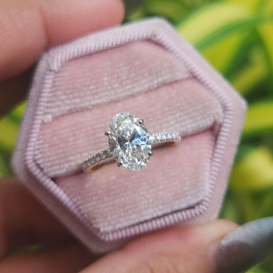Hidden Halo Oval Cut Engagement Ring For Women