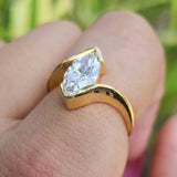 Half Bezel Set Marquise Cut Solitaire Lab Grown Diamond Ring