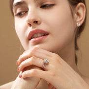 Oval Cut Moissanite D Color Vintage Halo Wedding Set For Women