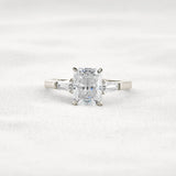 Moissanite Radiant & Baguette Three Stone Engagement Ring