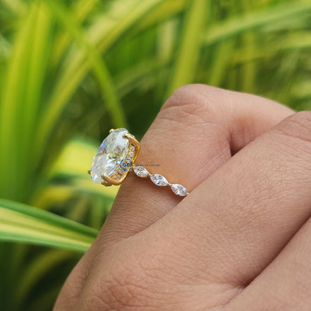 Lab Grown Oval Cut Yellow Gold Engagement Ring