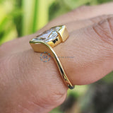 Half Bezel Set Marquise Cut Solitaire Lab Grown Diamond Ring