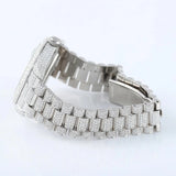Stainless Steel  Roman Dial Day Date Moissanite Wrist Watch