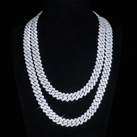 Round Cut 925 Silver Luxury Moissanite Diamond Cuban Chain