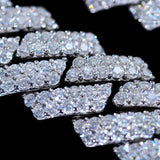 Round Cut 925 Silver Luxury Moissanite Diamond Cuban Chain