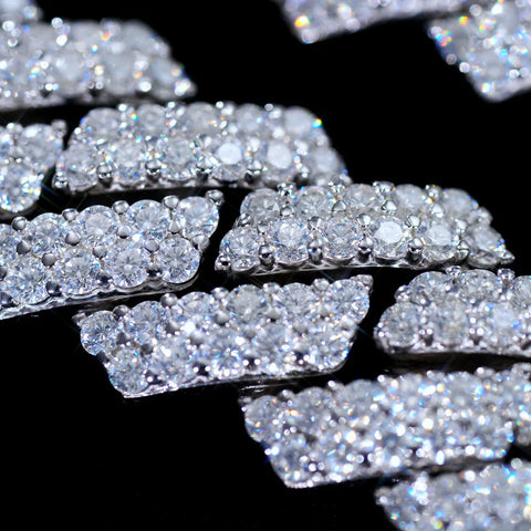 Round Cut 925 Silver Luxury Moissanite Diamond Cuban Chain