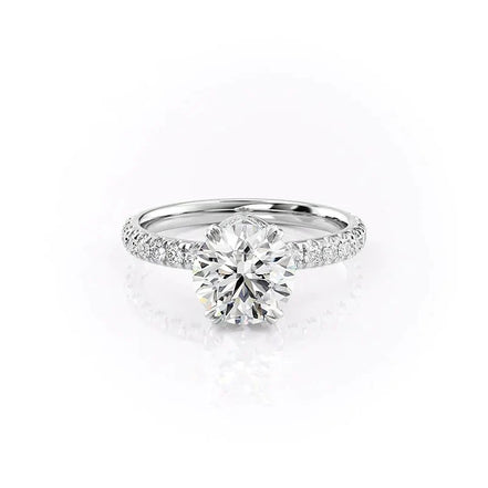 925 Sterling Silver Moissanite Round Cut Hidden Accent Ring