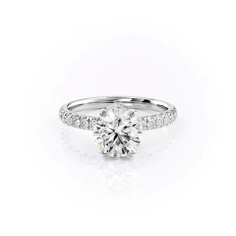 925 Sterling Silver Moissanite Round Cut Hidden Accent Ring
