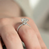 925 Sterling Silver Moissanite Round Cut Hidden Accent Ring