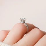 925 Sterling Silver Moissanite Round Cut Hidden Accent Ring