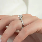 925 Sterling Silver Moissanite Round Cut Hidden Accent Ring