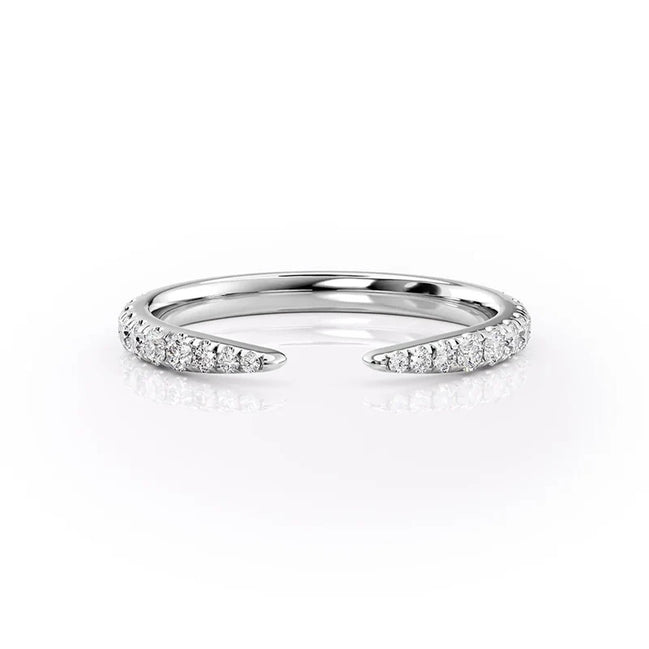 D Color Moissanite Round Cut Open Cuff Half Eternity Wedding Band