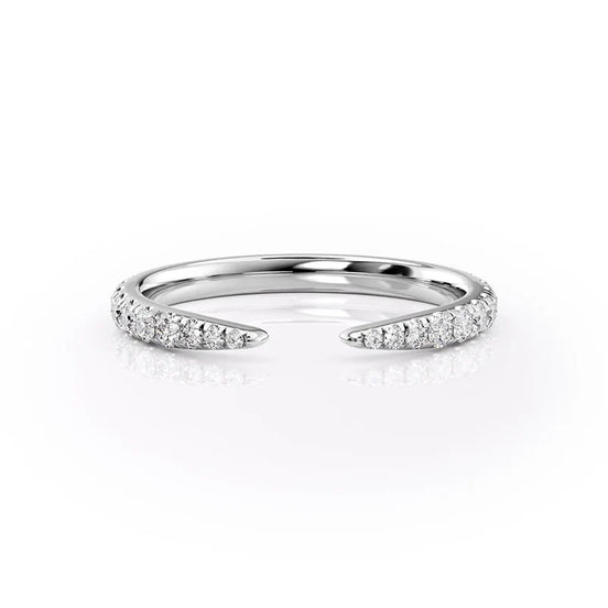 D Color Moissanite Round Cut Open Cuff Half Eternity Wedding Band