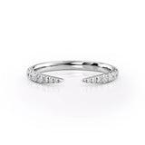 D Color Moissanite Round Cut Open Cuff Half Eternity Wedding Band