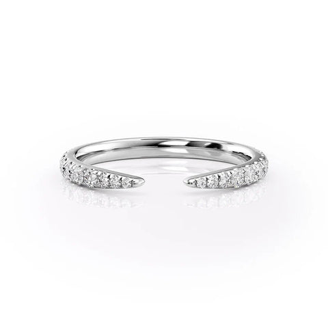 D Color Moissanite Round Cut Open Cuff Half Eternity Wedding Band