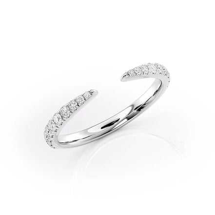 D Color Moissanite Round Cut Open Cuff Half Eternity Wedding Band