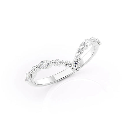 Moissanite Marquise & Round Cut Chevron Shape Wedding Band
