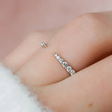 D Color Moissanite Round Cut Open Cuff Half Eternity Wedding Band