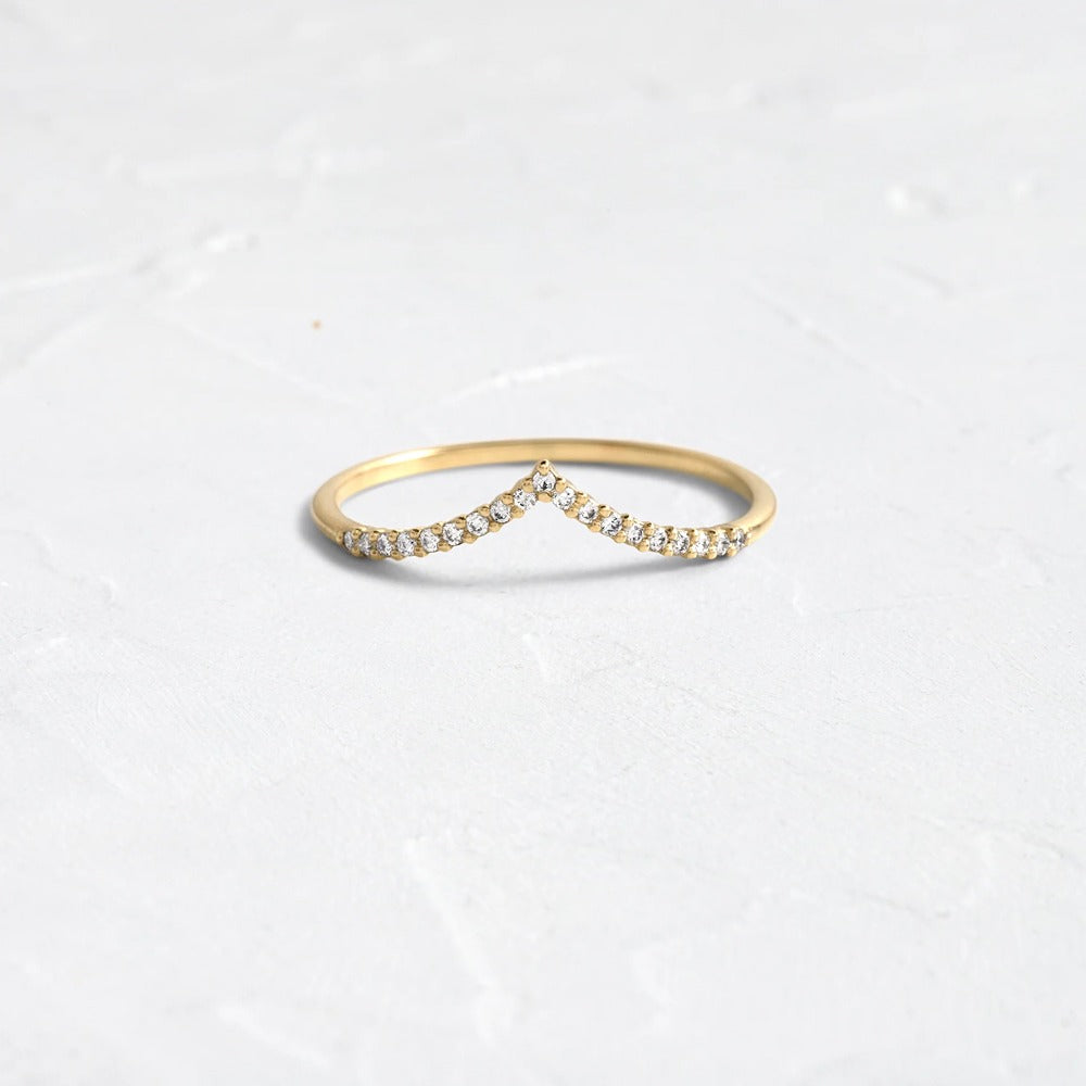 Half Eternity V Shape Round Cut Moissanite Wedding Band