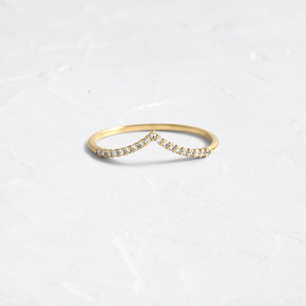 Half Eternity V Shape Round Cut Moissanite Wedding Band