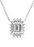 Emerald Cut Moissanite Halo Pendant For Women